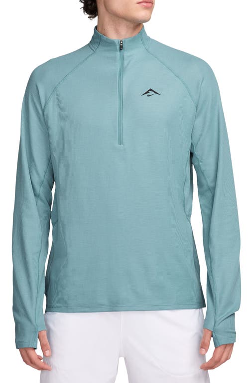 Shop Nike Dri-fit Half Zip Midlayer Trail Top In Denim Turquoise/black