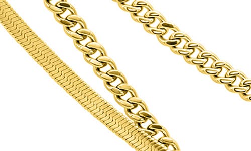 Adornia 3-piece Mixed Chain Necklace Set In Gold