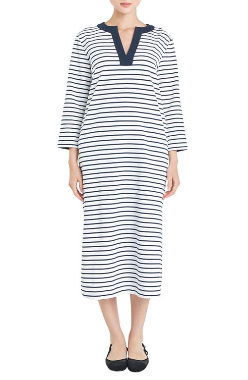 English Factory Stripe Cotton Jersey Shift Dress White/Navy at Nordstrom,