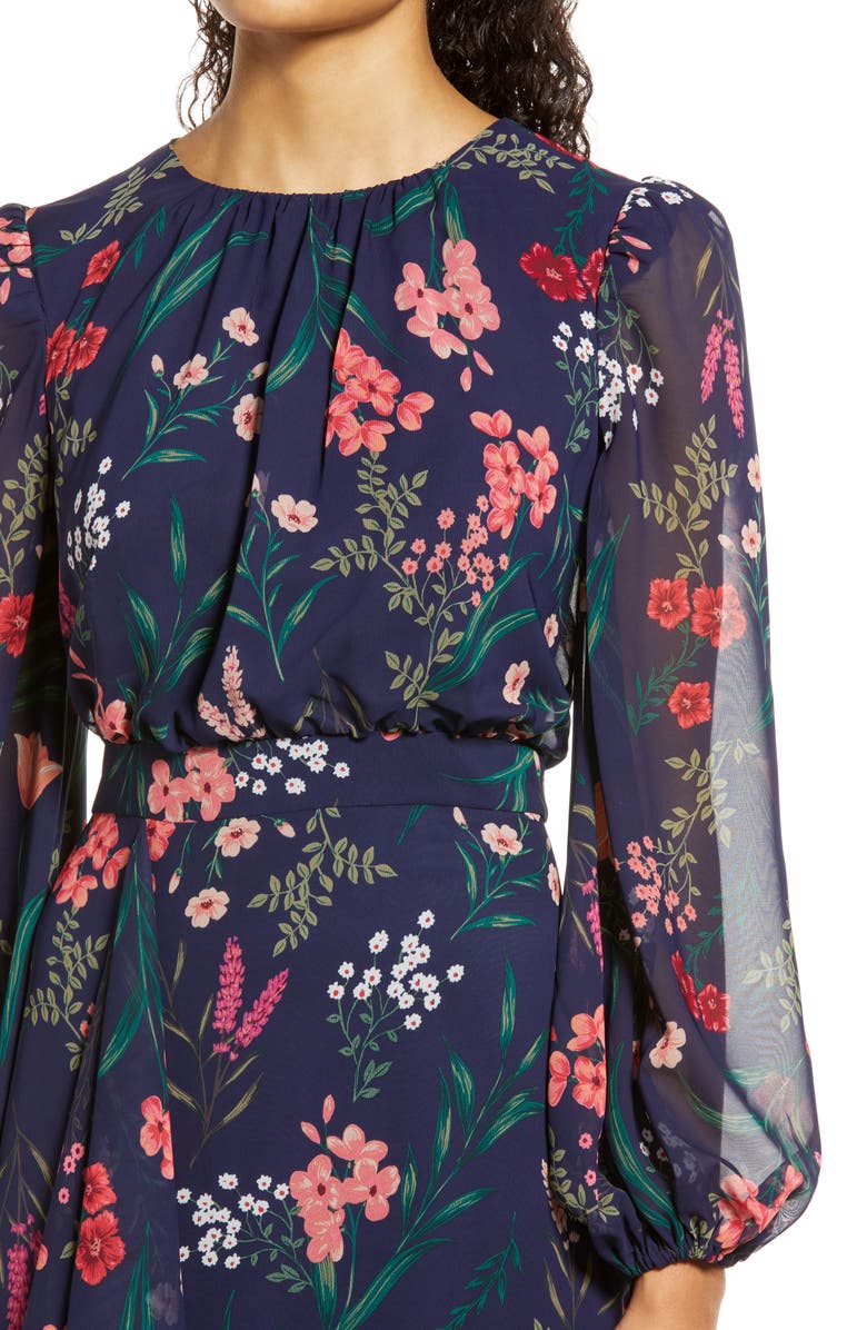 Eliza J Floral Cascade Ruffle Long Sleeve Dress | Nordstrom