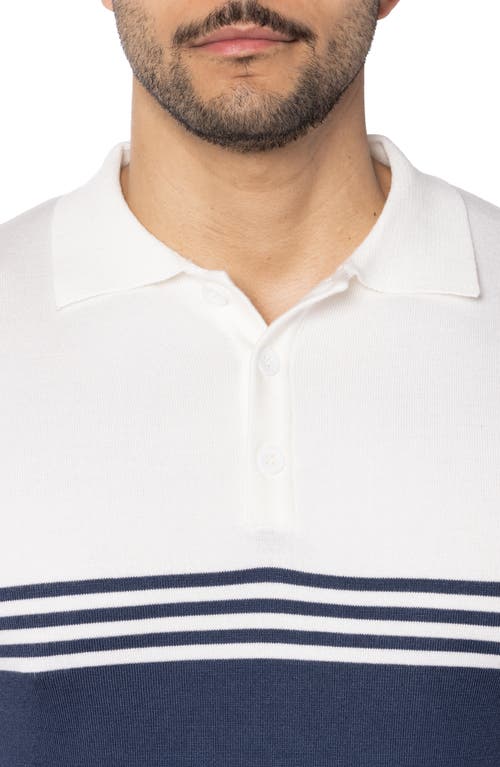 Shop Spring + Mercer Stripe Polo Sweater In White/midnight Blue