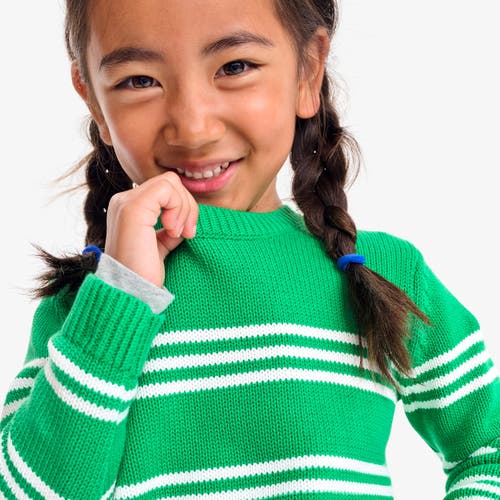 Shop Primary Crewneck Sweater In Stripe In Green Apple Ivory Stripe