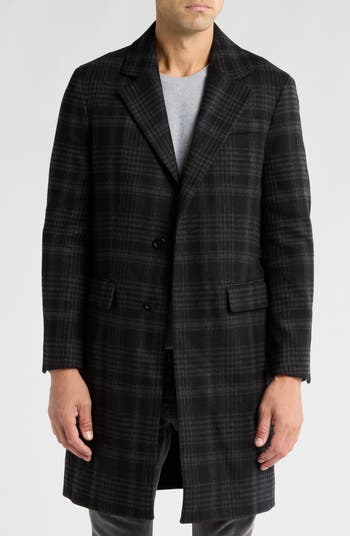 AllSaints Sargas Plaid Wool Blend Coat Nordstromrack