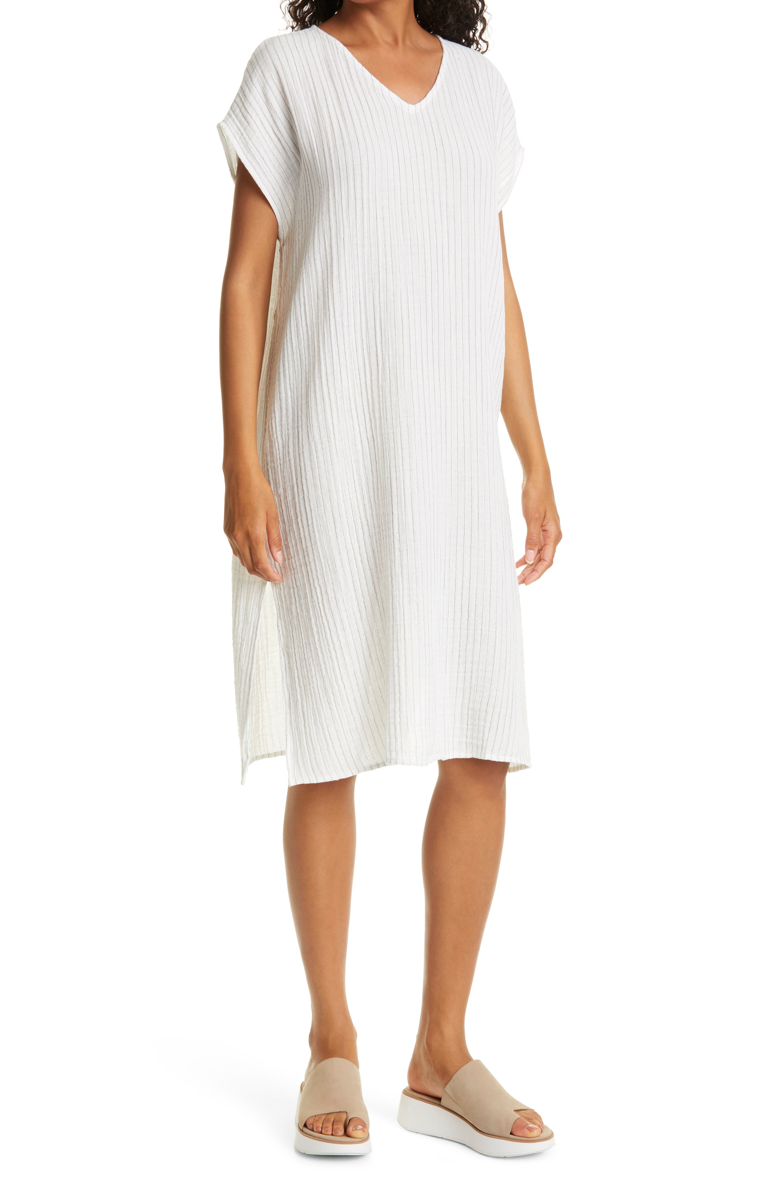 eileen fisher block print dress