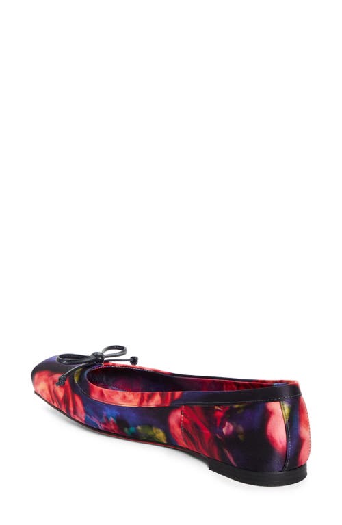 Shop Christian Louboutin Rose Mamadrague Bow Silk Flat In Red Multi/lin Multi