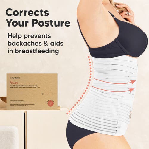 Keababies Revive 3-in-1 Postpartum Recovery Support Belt In Matte White