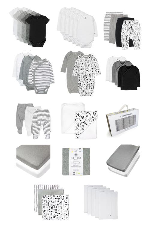 Shop Honest Baby 50-piece Organic Cotton Baby Essentials Gift Box In Pattern Play/heather Gray