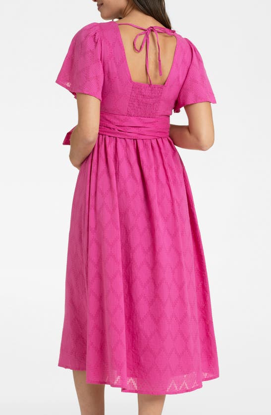 Shop Seraphine Broderie Anglaise Maternity/nursing Midi Dress In Pink