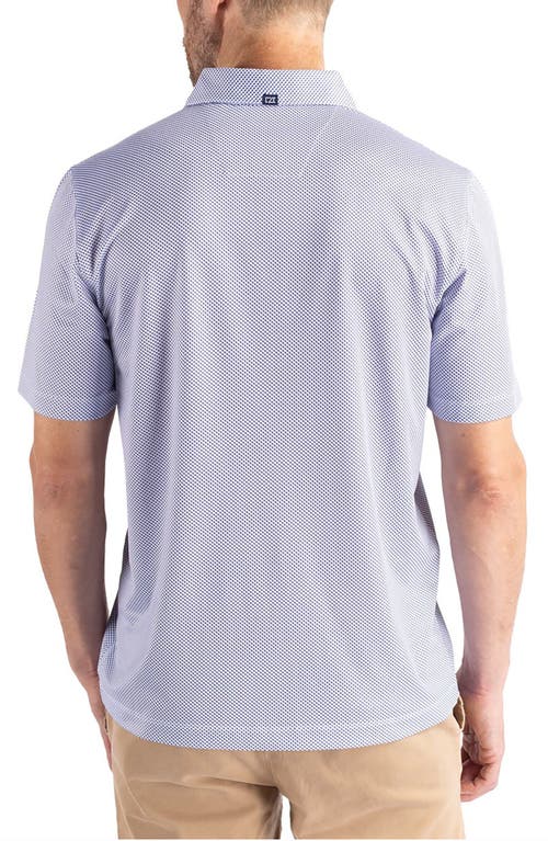 Cutter & Buck Pike Symmetry Print Recycled Blend Polo In White/tour Blue