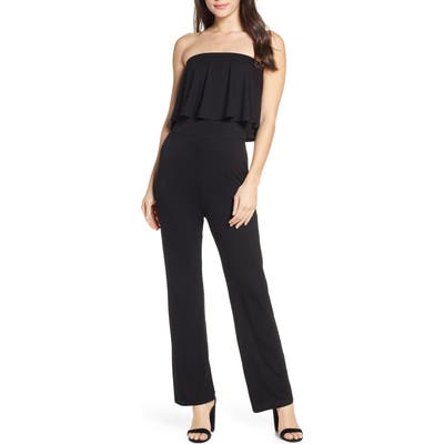 Fraiche By J Ruffle Detail Strapless Jumpsuit, Black
