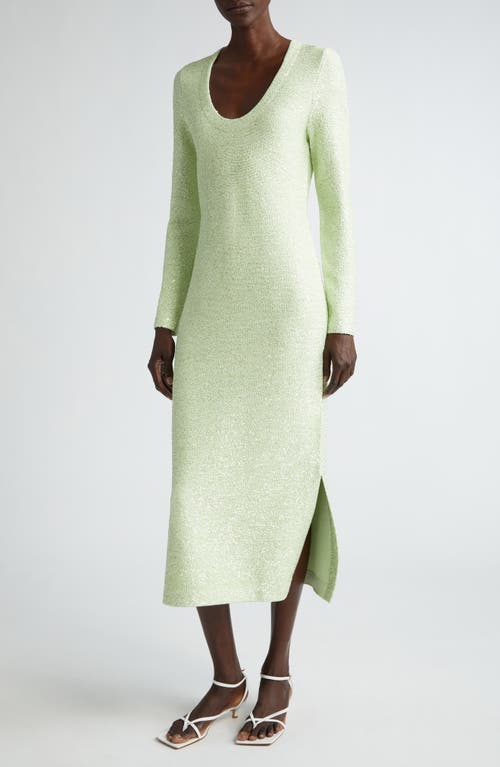 St. John Evening Sequin Long Sleeve Knit Dress Pale Lime at Nordstrom,