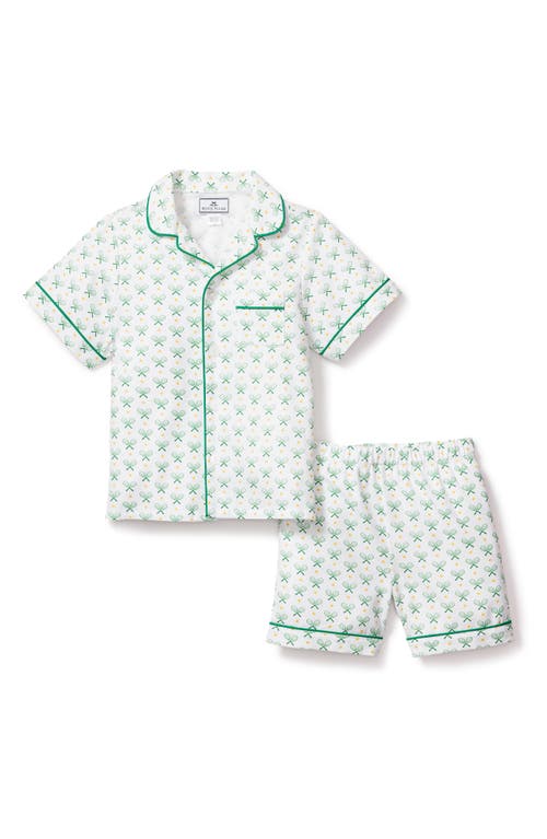 Petite Plume Kids' Print Two-Piece Short Pajamas Green at Nordstrom,
