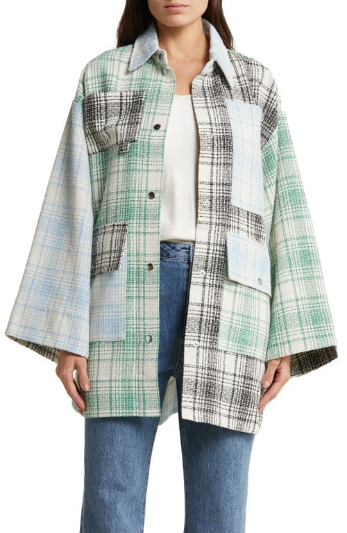 STELLA NOVA Angie Mixed Plaid Oversize Shirt Jacket in Summer Mix