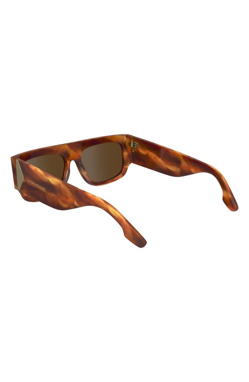 Shop Victoria Beckham V Plaque 55mm Modified Rectangular Sunglasses In Striped Blonde Havana