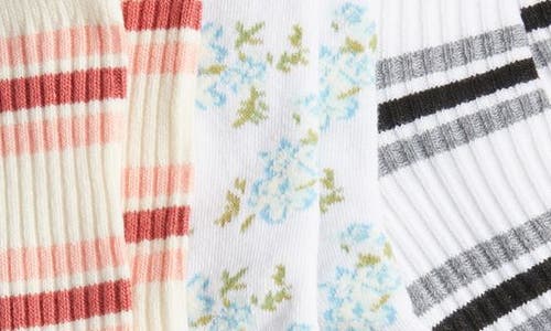 K. Bell Socks K Bell Socks Spring Stripes Ruffle Assorted 3-pack Crew Socks In White/assorted