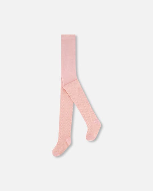 Shop Deux Par Deux Baby Girl's Tonal Jacquard Tights Light Pink In Silver Pink