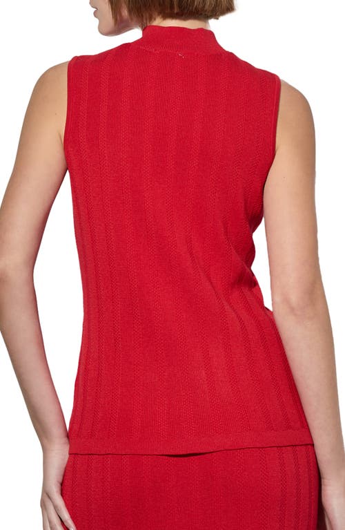 Shop Ming Wang Sleeveless Rib Mock Neck Sweater In Dusk Red