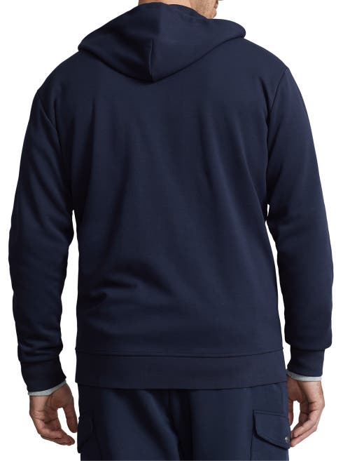 Shop Polo Ralph Lauren Double-knit Full-zip Hoodie In Aviator Navy