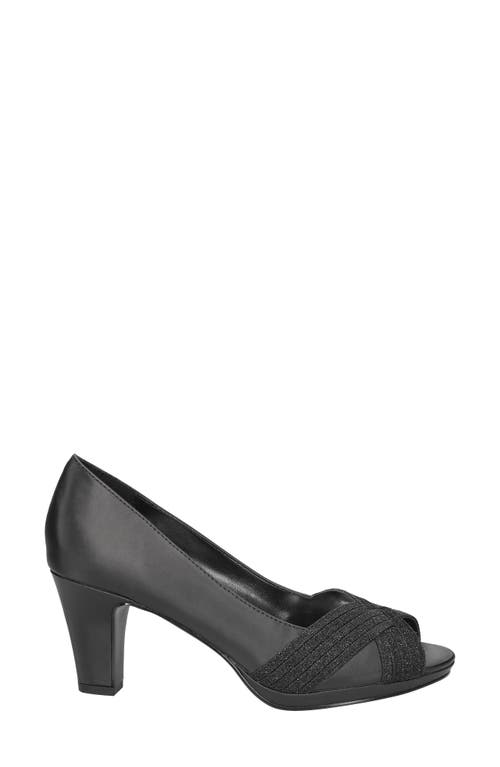 Shop Easy Street Lavish Peep Toe Pump In Black Satin