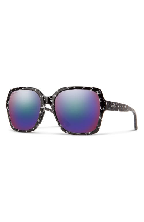 Shop Smith Flare 57mm Chromapop™ Polarized Round Sunglasses In Black Marble/violet Mirror