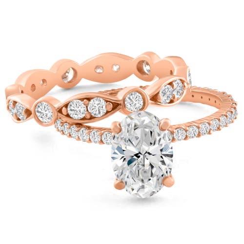 Bliss Diamond 2 3/4ct Oval Diamond Engagement Wedding Ring Set Gold Lab Grown In 14k Rose Gold