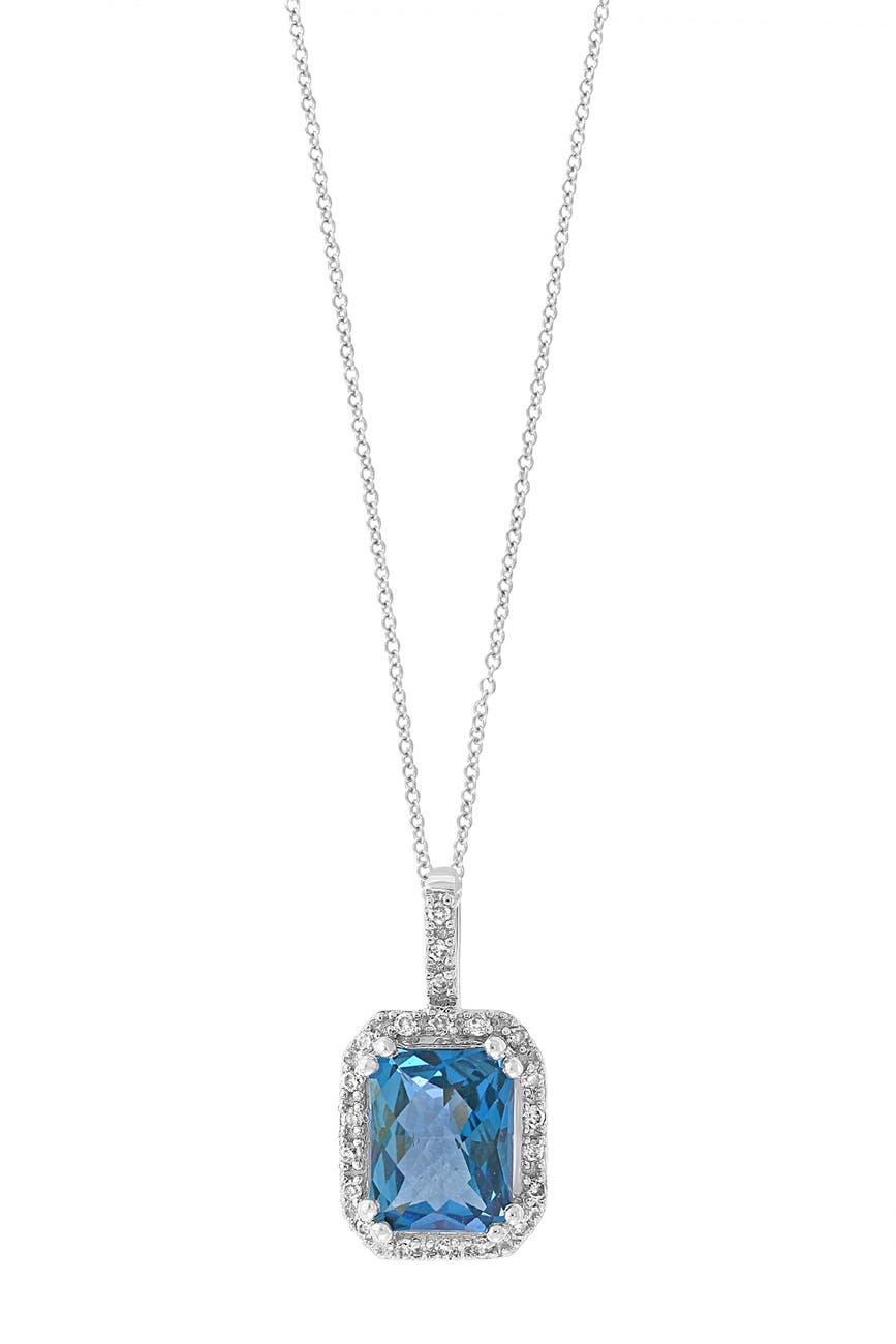 Effy | 14K White Gold London Blue Topaz & Diamond Pendant Necklace ...