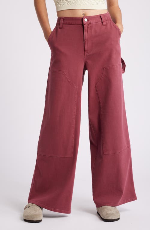 Shop Bp. Mid Rise Wide Leg Twill Carpenter Pants In Red Grape