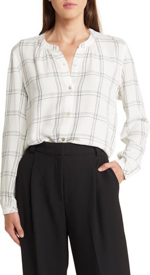 Rails Elosie Plaid Band Collar Button-Up Blouse