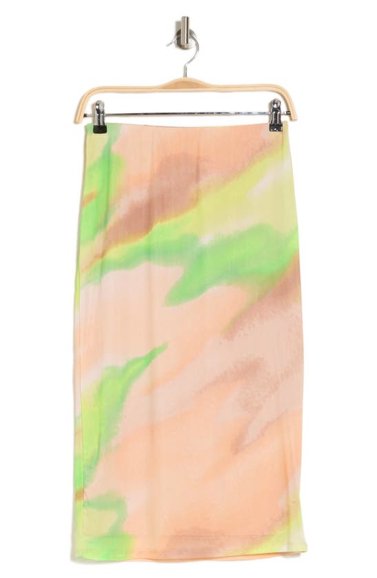Shop Afrm Los Angeles Lynch Mesh Midi Skirt In Lime Ombre