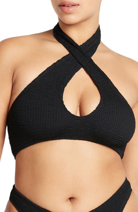 Shop Bondeye Bound By Bond-eye Carmen Crop Twist Front Bikini Top In Black