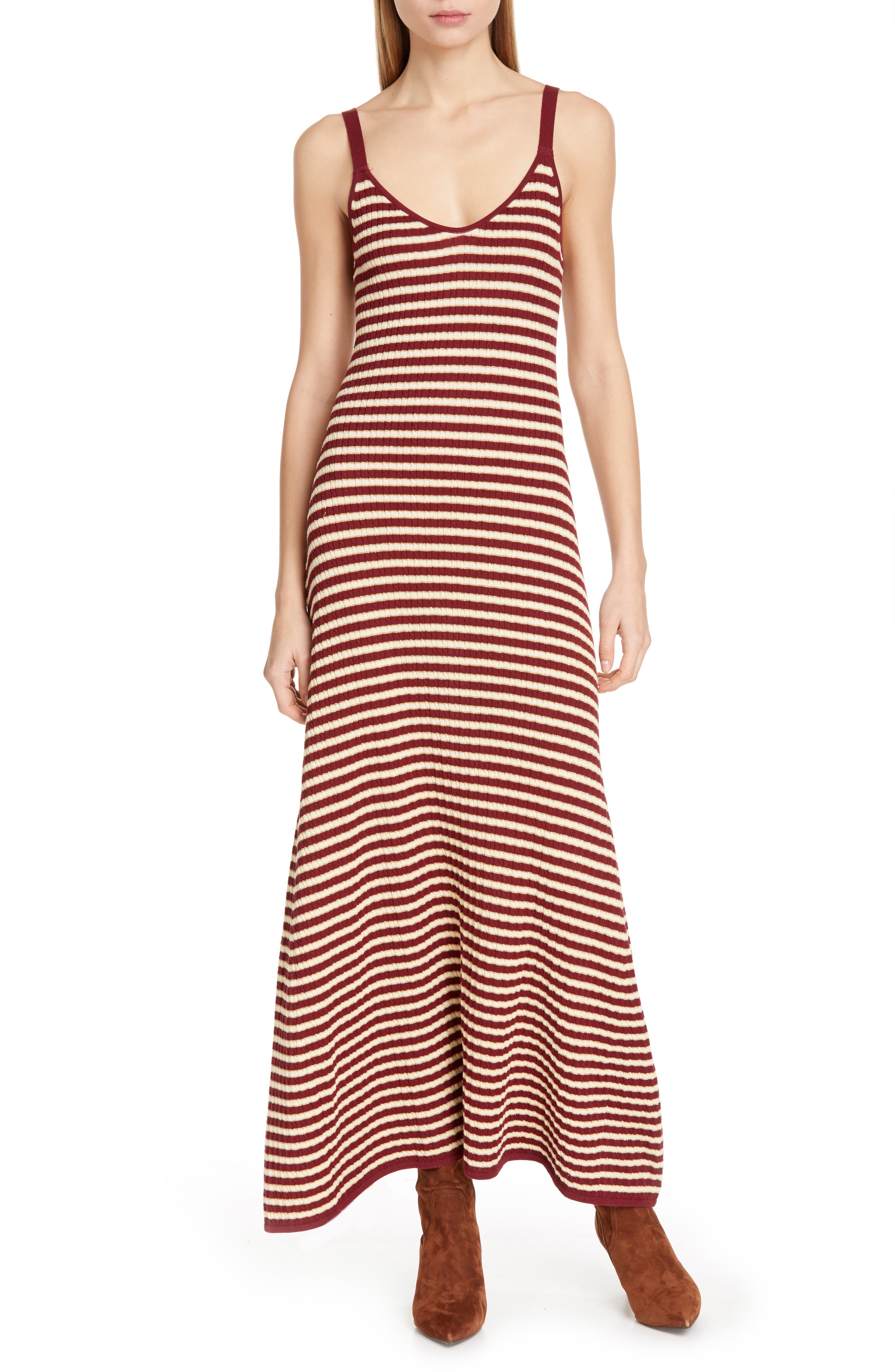 Tommy X Zendaya Stripe Tank Dress, Burgundy (Nordstrom Exclusive)