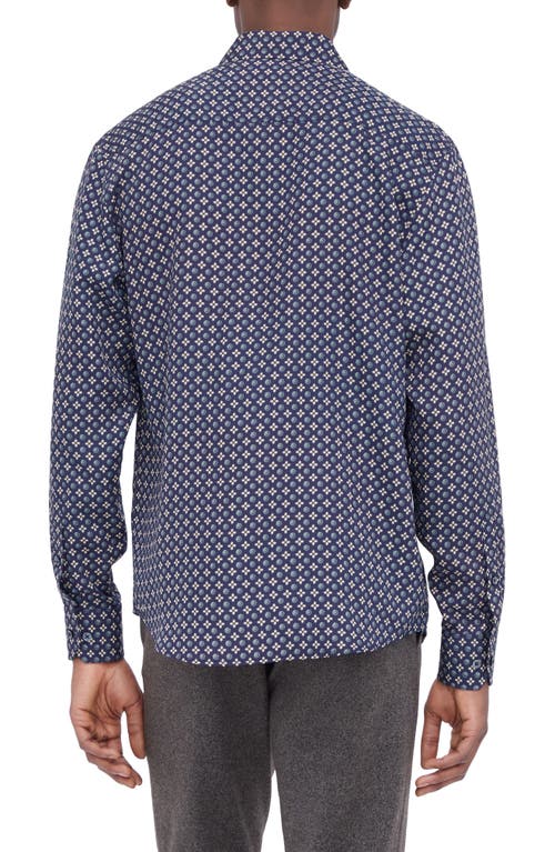 Bugatchi Julian Shaped Fit Mosaic Print Button-up Shirt In Navy