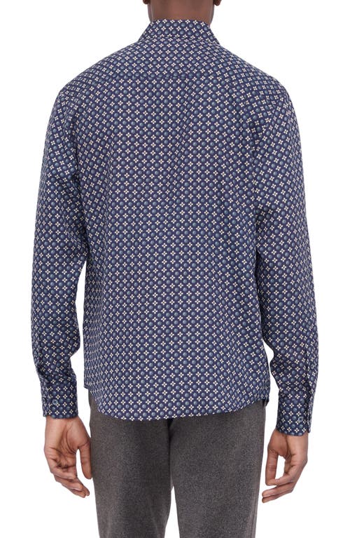 Shop Bugatchi Julian Shaped Fit Mosaic Print Button-up Shirt In Navy