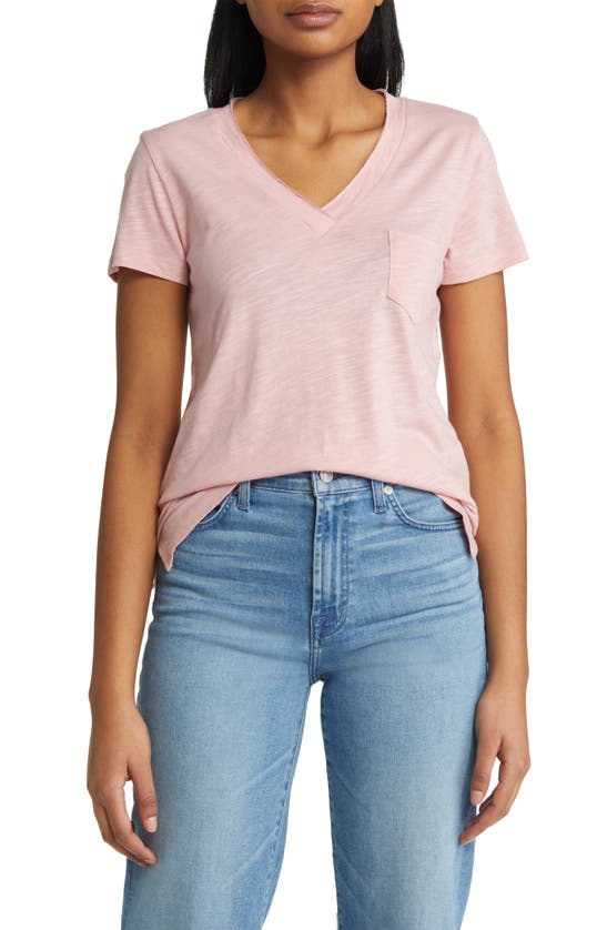Caslon Short Sleeve V-neck T-shirt In Pink Bride