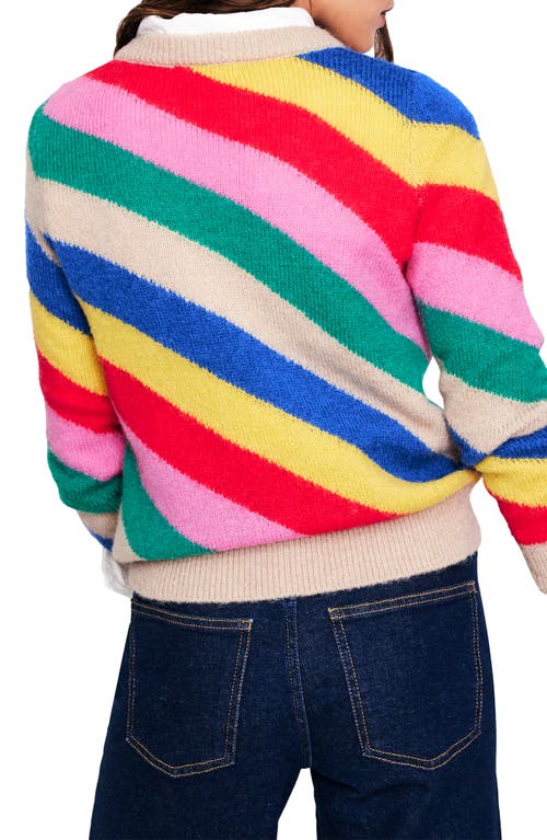 Shop Boden Rainbow Stripe Crewneck Sweater In Multi Rainbow