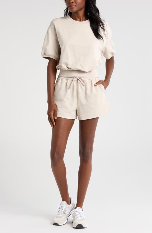 Shop Zella French Terry Shorts In Grey Moonbeam