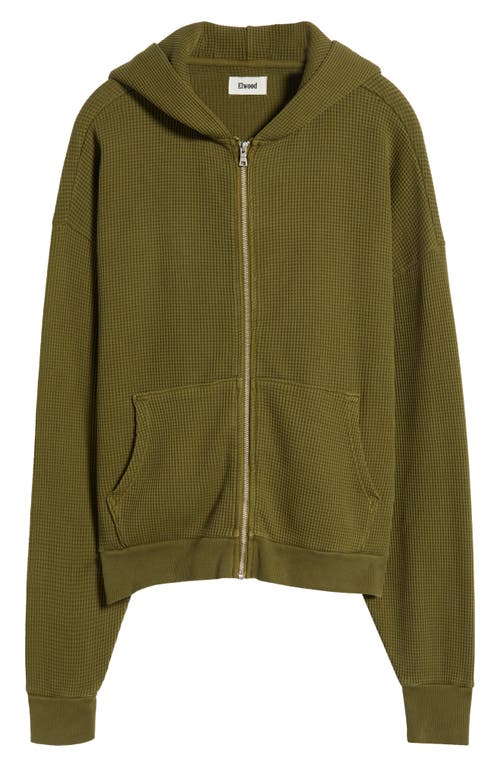 Shop Elwood Thermal Zip Hoodie In Vintage Olive