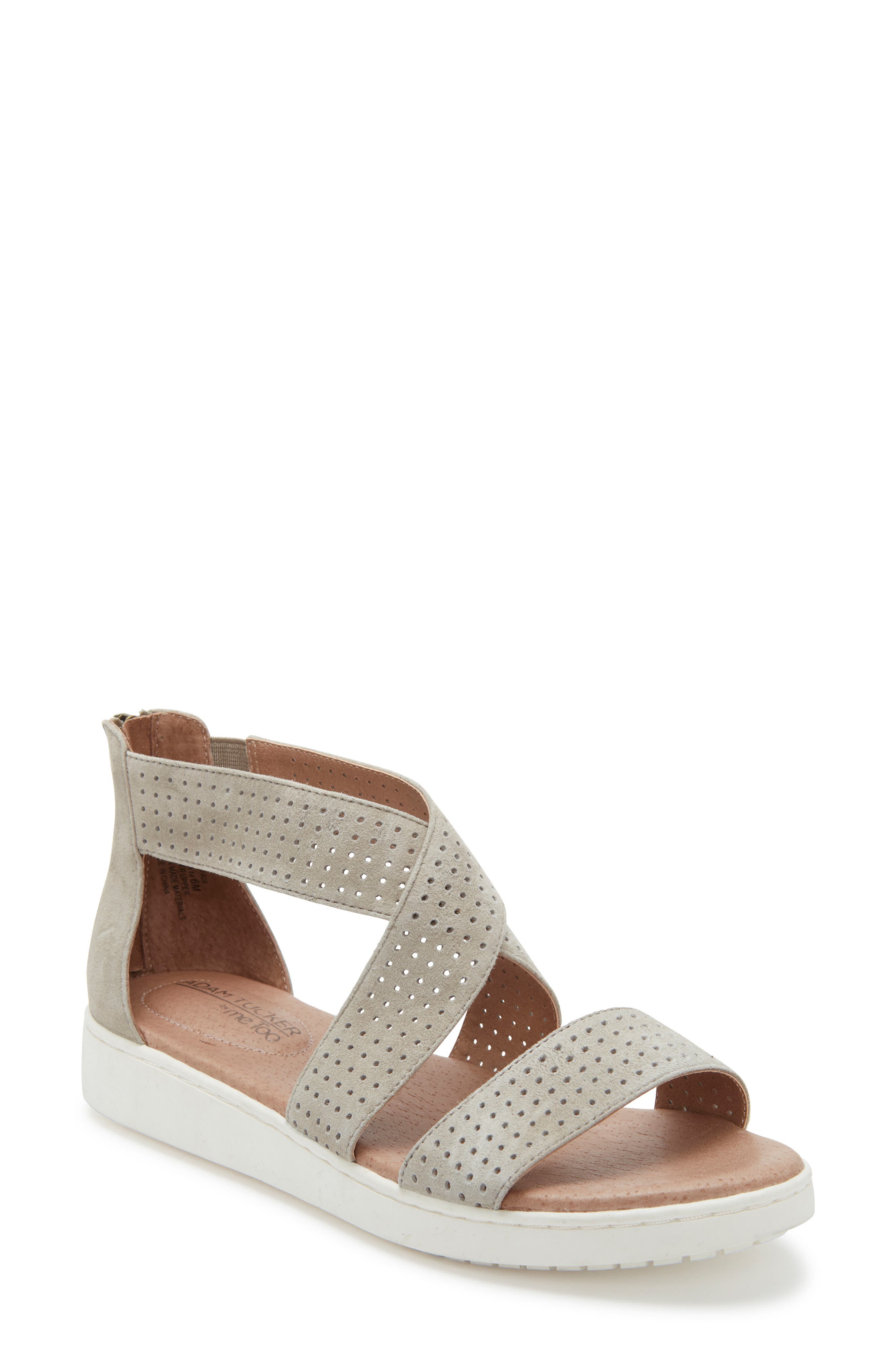 Adam Tucker Rayna Perforated Wedge Sandal- Grey