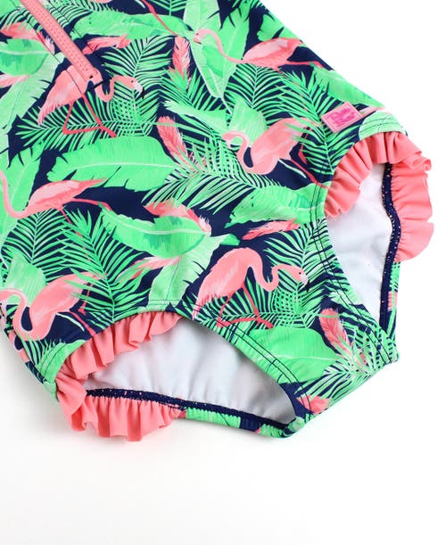 RUFFLEBUTTS RUFFLEBUTTS GIRLS SHORT SLEEVE UPF50+ ONE PIECE RASH GUARD