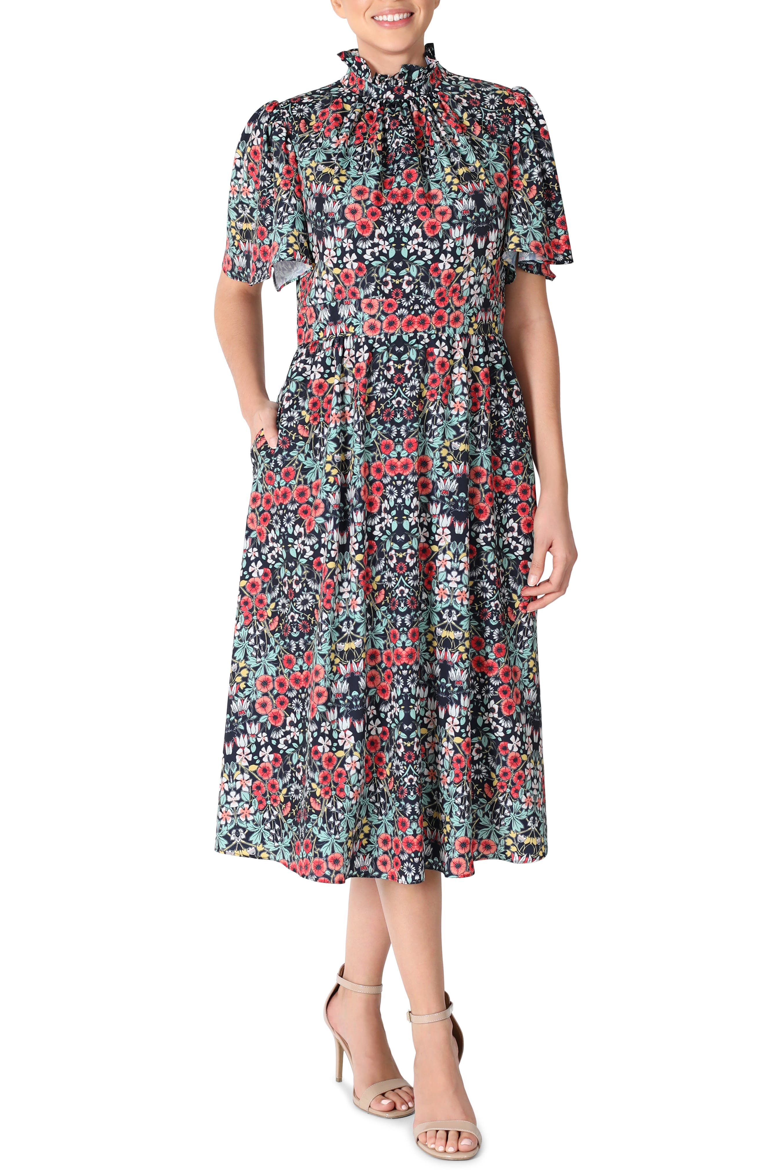 julia jordan ruffle neck dress