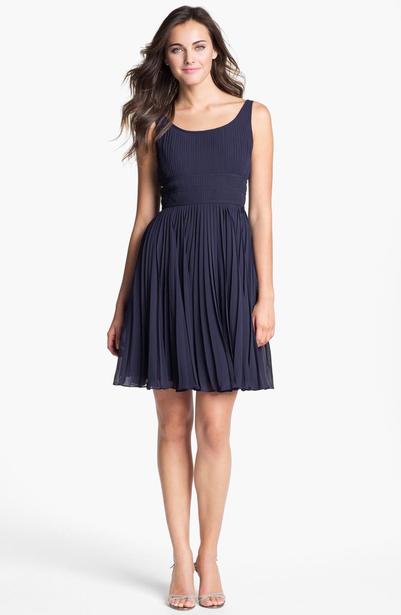 Adrianna Papell Pleated Chiffon Fit & Flare Dress | Nordstrom