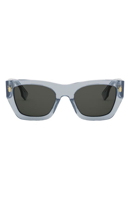 The Fendi Roma 63mm Rectangular Sunglasses in Shiny Blue /Smoke 