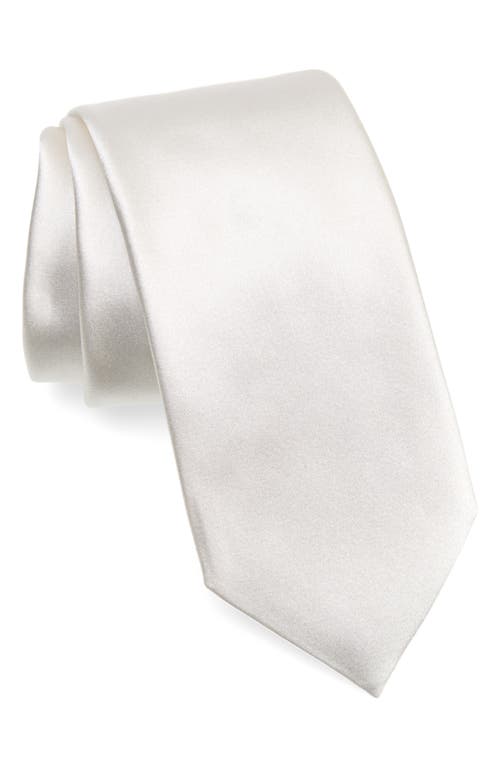 Silk Satin Tie in White