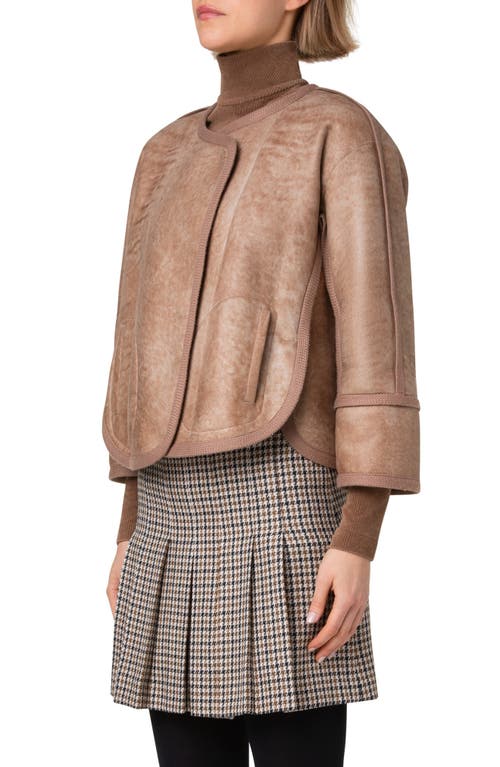 Akris Punto Shearling Lined Lambskin Leather Jacket In Caramel