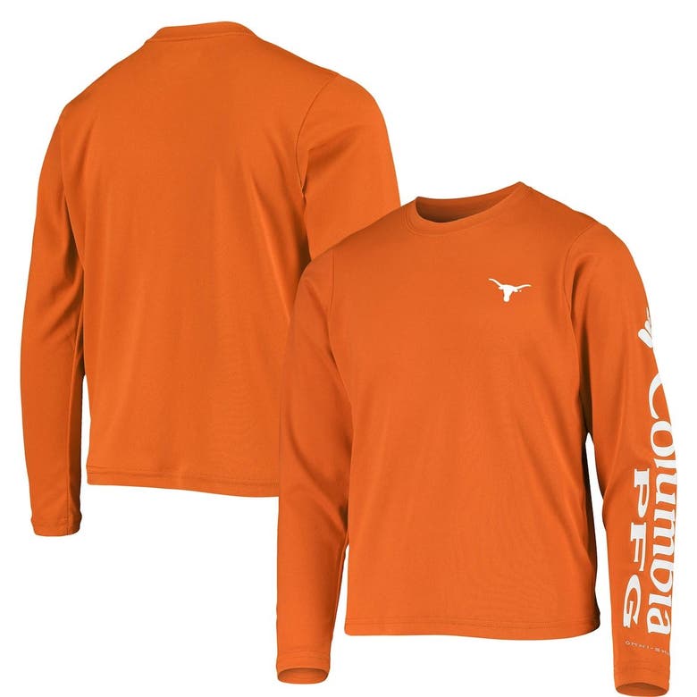 Columbia Kids' Youth Texas Orange Texas Longhorns Pfg Terminal Tackle Long Sleeve Omni-shade T-shirt In Burnt Orange