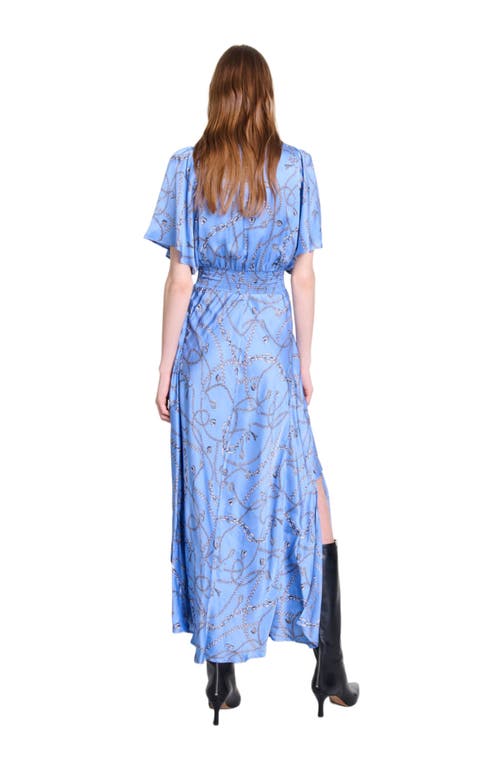 Shop Maje Patterned Maxi Dress In Blue Chain Print