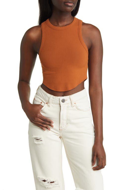 BDG Urban Outfitters Rib Knit Crop Tank in Chocolate