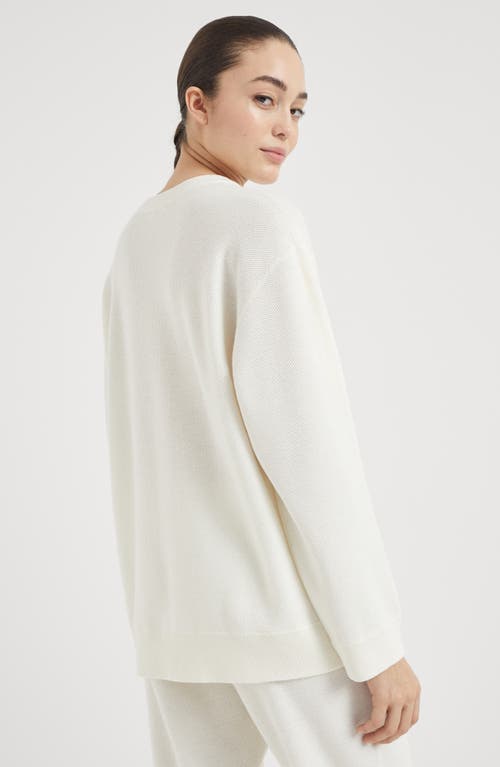 Shop Brunello Cucinelli Honeycomb Knit Sweater With Logo In Panama