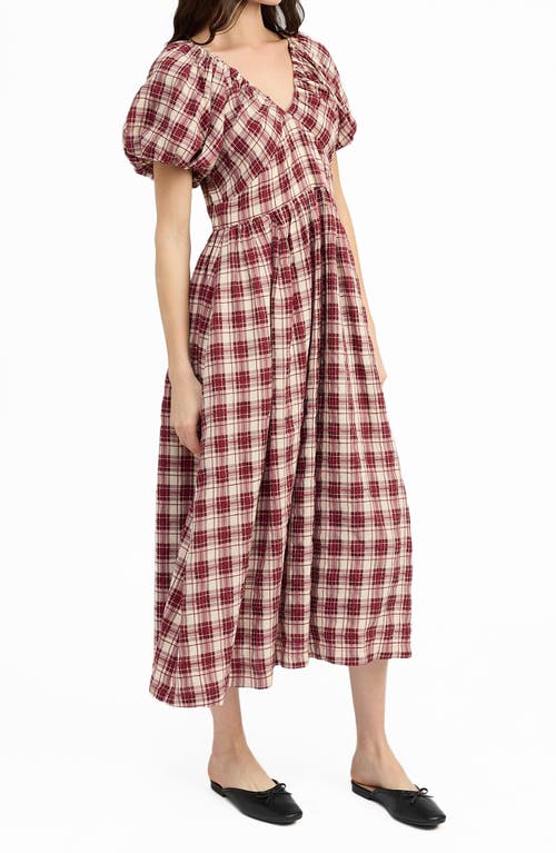 EN SAISON EN SAISON COLEBEE PLAID PUFF SLEEVE MAXI DRESS 