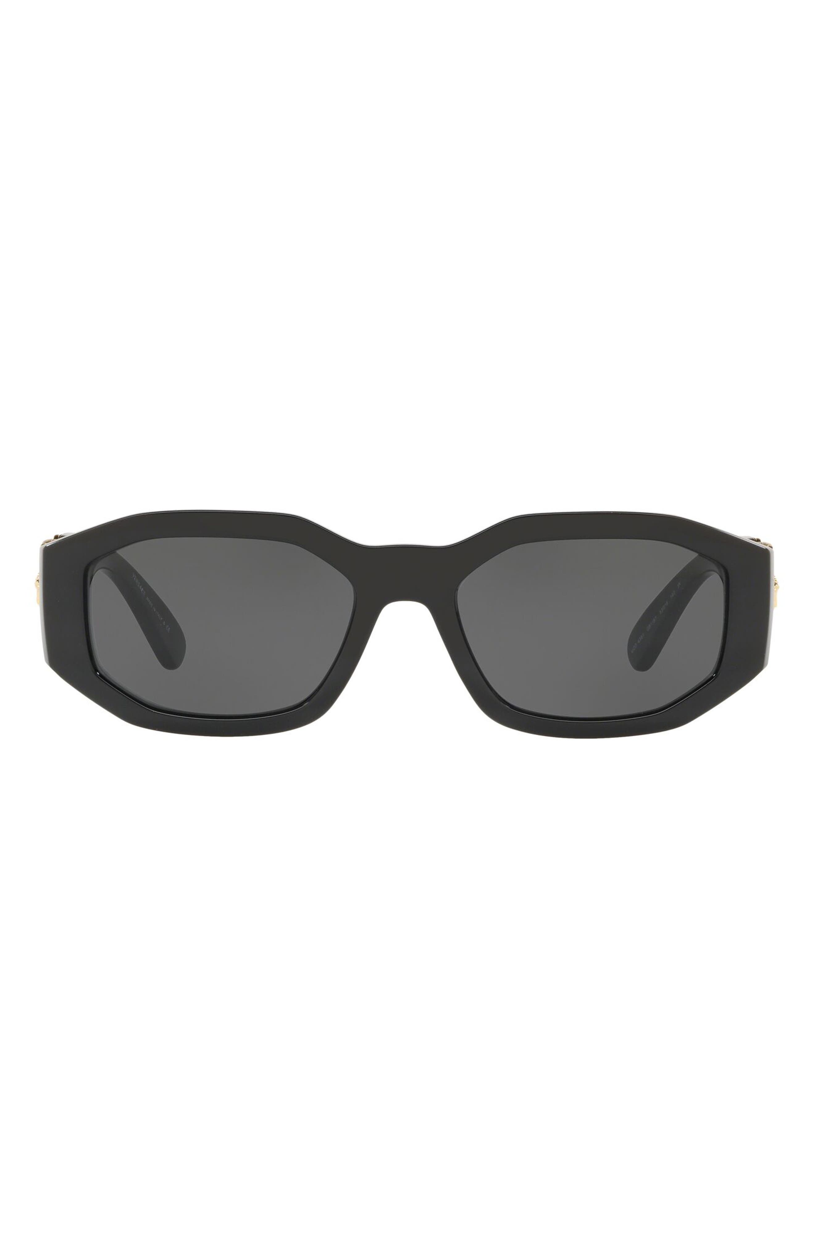 Versace Biggie 53mm Round Sunglasses in Black Solid at Nordstrom